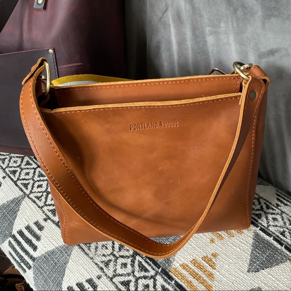 Portland Leather Goods Honey Triangle Bag EUC